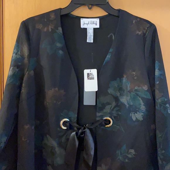 Joseph Ribkoff Women’s Black Floral Tie Front Jacket New Size 8 - Picture 1 of 8